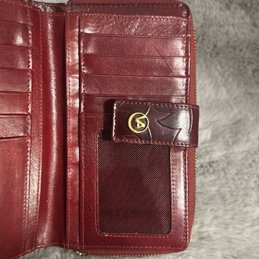 Valentina burgundy Embossed floral Leather Wallet